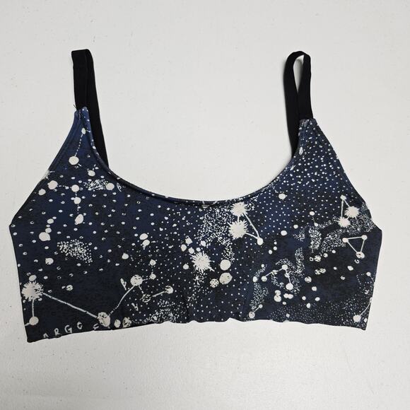 Onzie Flow Sports Bra S/M Womens Celestrial Print Strappy Back Black Yoga Gym - Picture 1 of 9